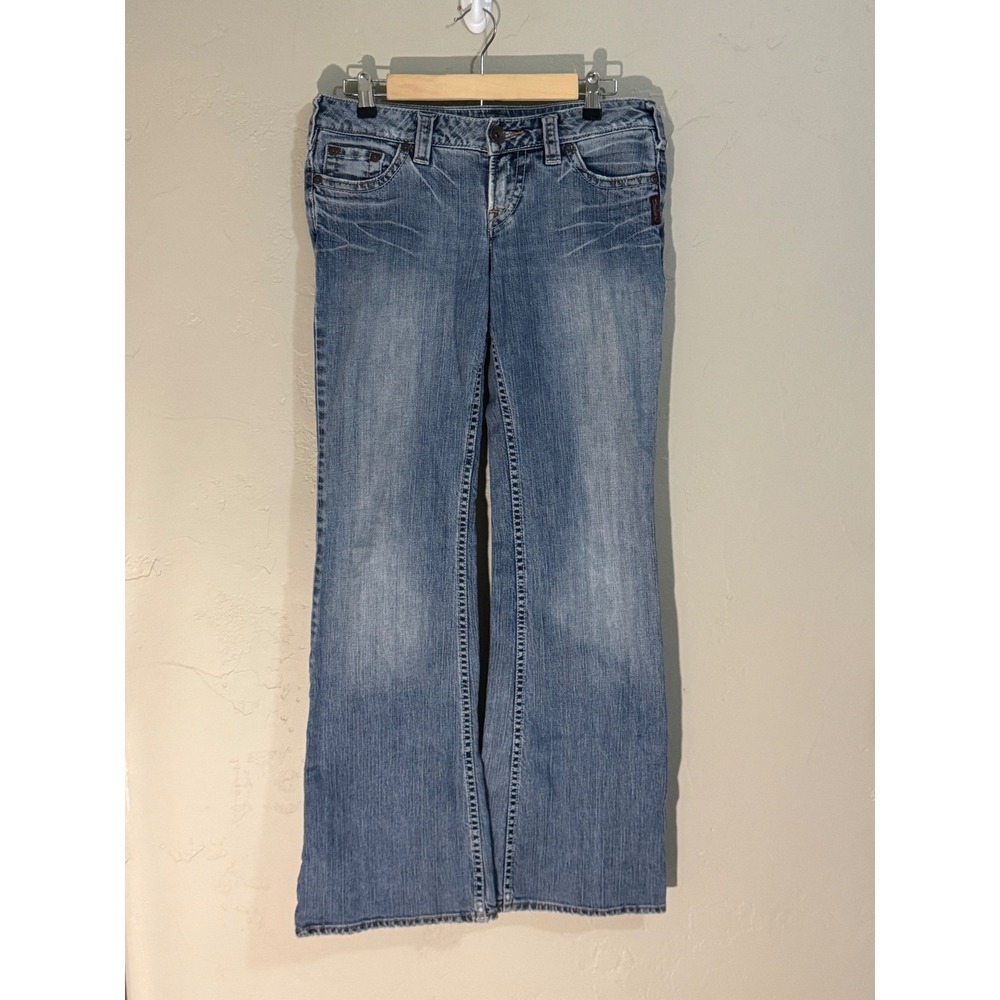 silver jeans co tia bootcut jeans 29x33 light wash low rise flare SMALL FLAW